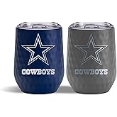 The Memory Company Officially Licensed NFL 2-Pack 12oz Stainless Steel Stemless Dimpled Wine Tumblers, Insulated Football Fan Drinkware