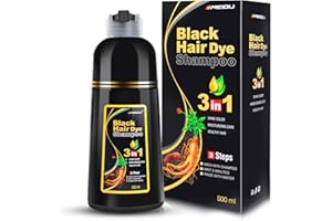 IIIMEIDU MEIDU Black Hair Dye Shampoo 3 in 1, Shampoo for Color Treated Hair 100% Gray Coverage for Women Men, Natural Herbal Ingredients Champu Para Canas pintar el pelo 500ml