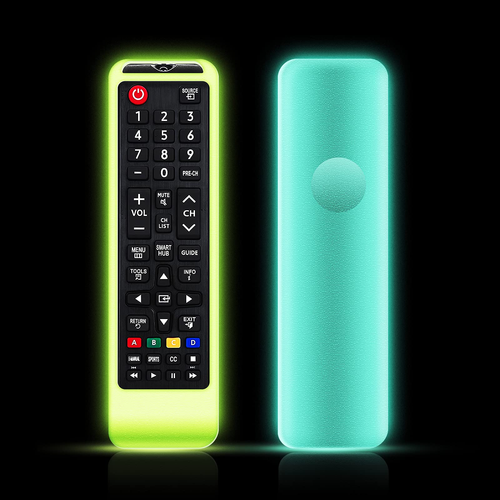 Photo 1 of [2 Pack] Climberer SamsungTV Remote Cover Case Compatible with Samsung Replacement LED LCD HD TV 3D Smart TV Remotes | BN59-01199F | BN59-01315A | Fluorescence [Green+Blue] Glow in The Dark