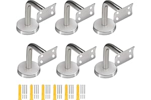 ZOENHOU 6 Pack Stainless Steel Handrail Brackets, Curved Handrail Brackets for Round Rails, Stairway Hardware Railing Holders with Mounting Screws for Guardrails Home Decor Malls