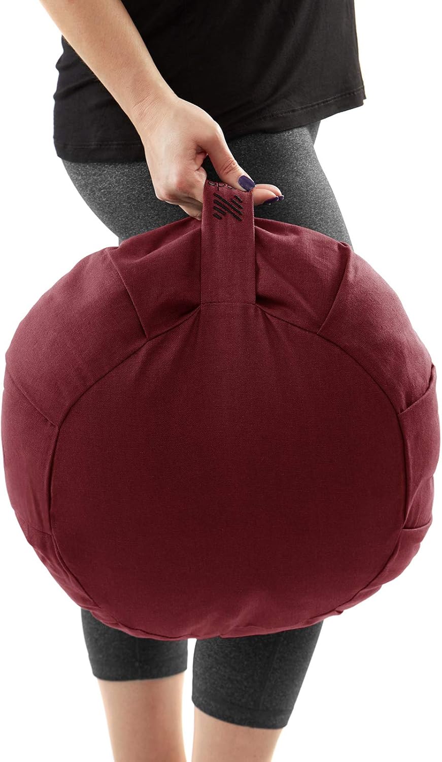 Node Fitness Organic Cotton 15" Round Meditation Cushion - Burgundy : Sports & Outdoors