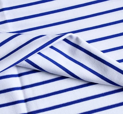 Amazon Co Jp コットン スパンデックス シングルジャージー生地 9オンス 糸染め ストライプ 2方向ストレッチ Tシャツ 糸 パジャマ スカート テーブルクロス ダストカバー Diy ファブリック 1ヤード ブルーとホワイト Generic
