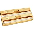 SpaceAid WrapNeat 2 in 1 Wrap Organizer with Cutter and Labels, Plastic Wrap, Aluminum Foil and Wax Bamboo Dispenser for Kitchen Storage Organization Holder for 12" Roll (Natural, 2-Slot)