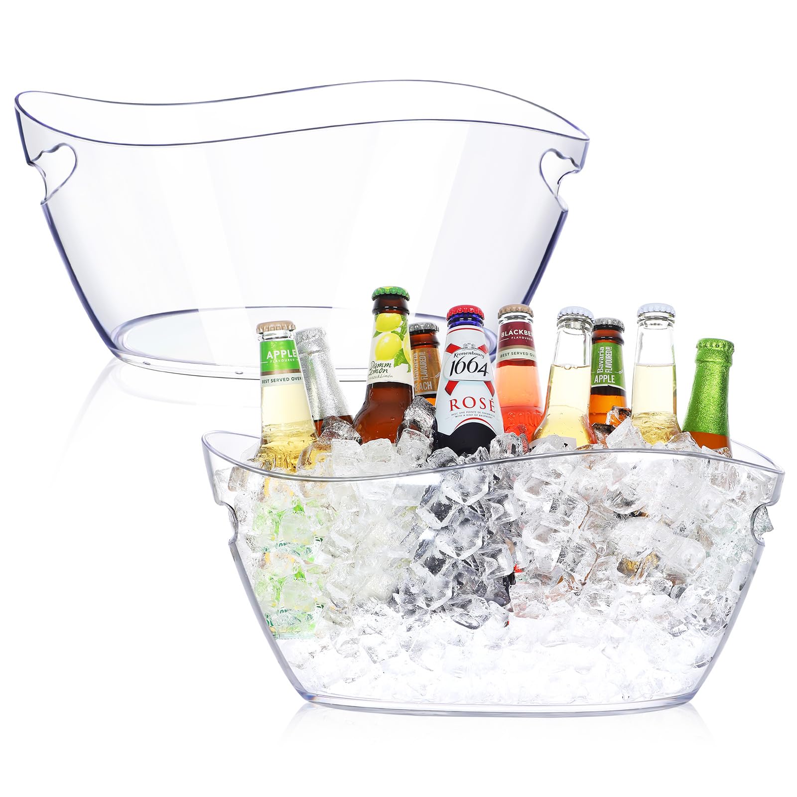 Photo 1 of Ice Bucket 2 PCS, Acrylic Ice Bucket for Parties, Mimosa Bar Supplies, Beverage Tub for Champagne Beer, Sparkling, Wine, Cocktails(7L-Clear)