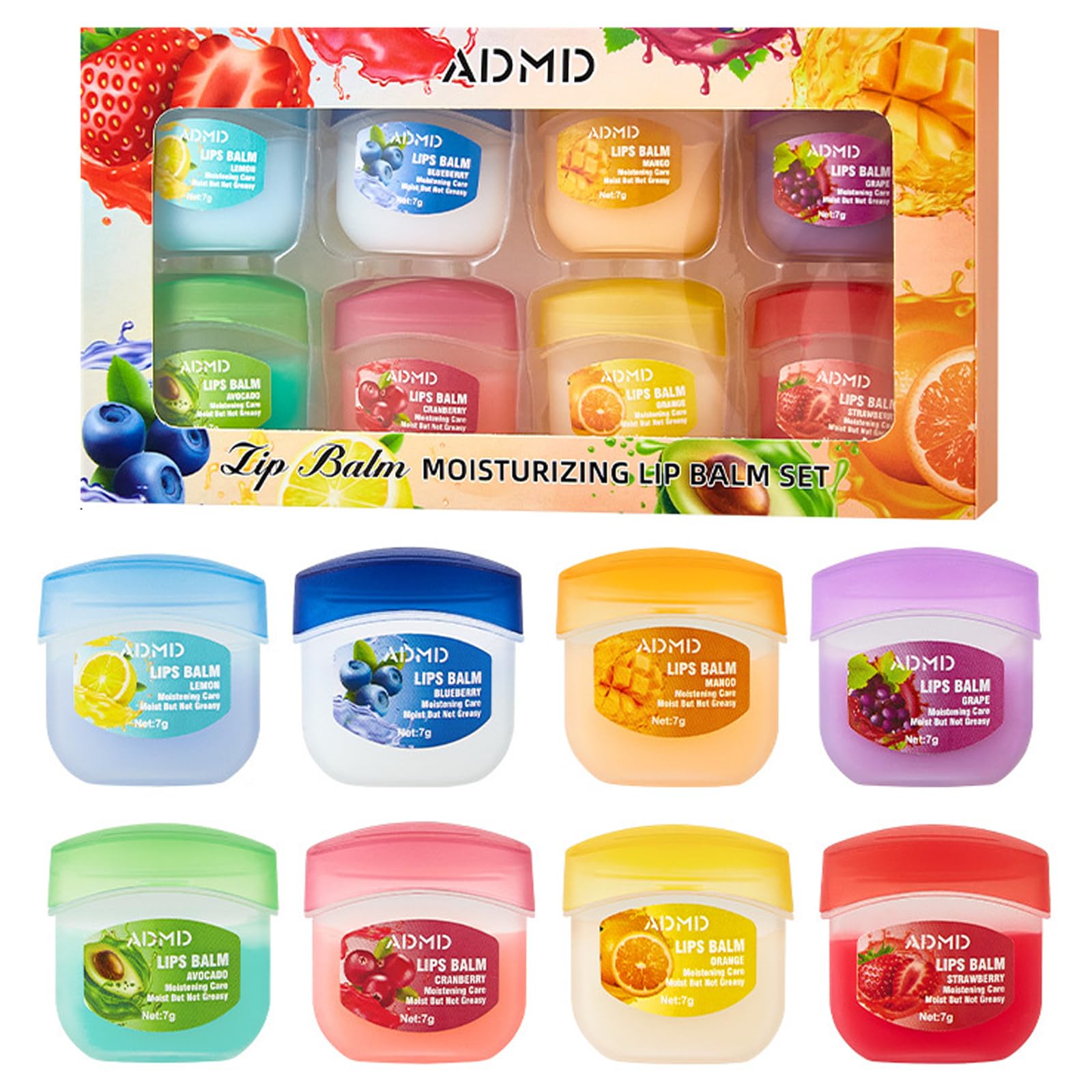 Lip Balm Set- 8 PCS Lip Mask Lip Balms Multipack Lip Moisturizer For Very Dry Lips Lip Repair Sleeping Lip Mask For Day&Night Lip Care, Brighten Dark Lip Color Reduce Lip Lines&Wrinkle (8PCS)