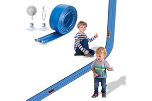 AQFR Flex Track 15 Ft Starter Set, Flexible Race Car Ramp Track for Ages 3 & Up with Suction Cups Compatible with Diecast 1/64th Cars