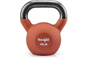Yes4All Kettlebell, 5-65 LB Neoprene Coated Cast Iron Kettlebells, Wide Grip Handle & Flat Bottom for Swings, Squats, Deadlifts, Push Ups & Full Body Training at Home Gym - Single & Set