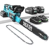 SEESII 40V Electric Chainsaw Cordless 18-Inch with 2 x 5.0Ah Batteries | 2200W Brushless Chain Saw with 2 x Chargers, Auto-Oiling, Tool-free Tension, Electric Saw for Tree Felling, Wood Cutting
