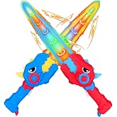 2 Pack Toy Swords for Kids 19.5 Inches, Plastic Light Up Sword with Led Lights and Sounds, Play Swords for Kids, Espadas De Juguete, Pretend Play Interactive Game, Halloween Costume Accessories