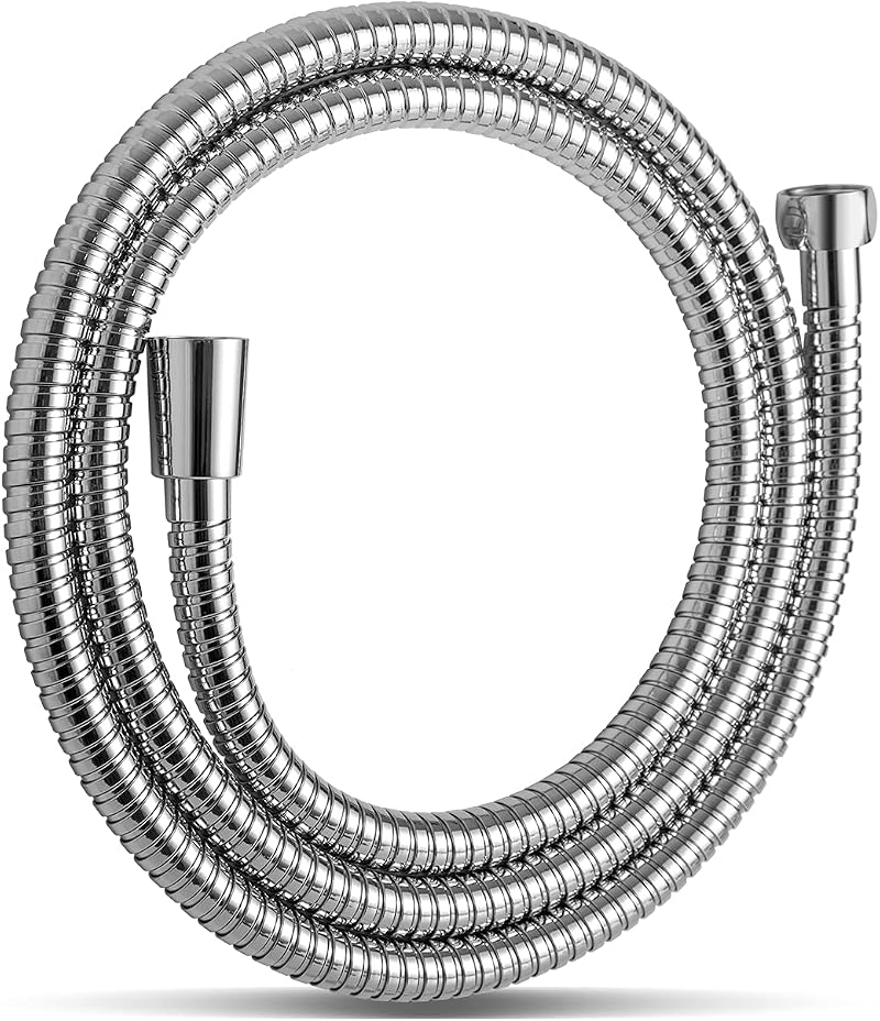 OFFO Shower Hose 2.5m Stainless Steel Anti-Kink Chrome Replacement High Pressure