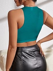 Milumia Women Party Crop Tank Tops Rhinestone