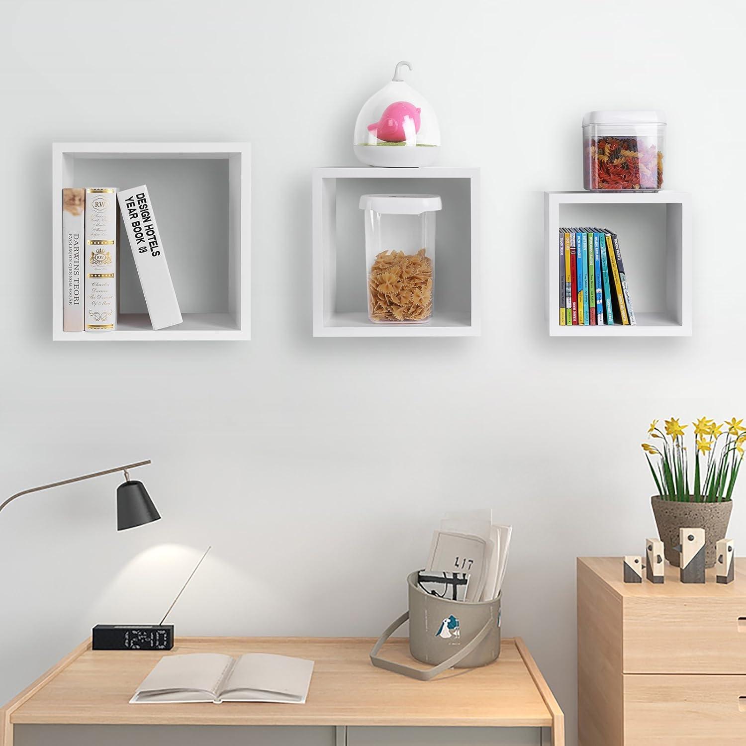 Descanso y sueño SONGMICS Baldas flotantes Juego de 3 Estantes murales