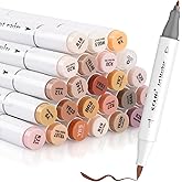 SFAIH Skin Tone Alcohol Markers Brush & Fine - 25 Portrait Color Permanent Markers for Adults/Teen/Artists/Creators, Blendable Art Markers for Coloring Sketch & Drawing & Illustration-Refillable Ink