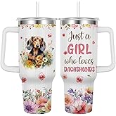 Caiibaoob Dachshund Travel Mug for Girls,Vacuum Insulated Tumbler 40oz (dachshund)