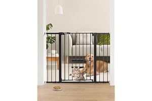 BABELIO 36 Inch Extra Tall Baby Gate with Cat Door, 29-48" Auto Close Pet Gate with Cat Door, Dog Gate for Stairs, Doorways a