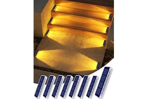 DetarZinLED Solar Step Lights for Outside,8 Pack Solar Stair Lights Outdoor Waterproof,Warm White Deck Light Solar Powered Waterproof for Steps,Stairs,Walkway,Sidewalk,Patio,Pathway