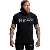 Born Primitive Men's Tactical Brand Tee | Lightweight Athletic Fit Short Sleeve Crew Neck T-Shirt with American Flag Sleeve
