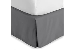 Bare Home Queen Bed Skirt - 15-Inch Tailored Drop Easy Fit - Bed Skirt for Beds - Center & Corner Pleats (Queen, Grey)