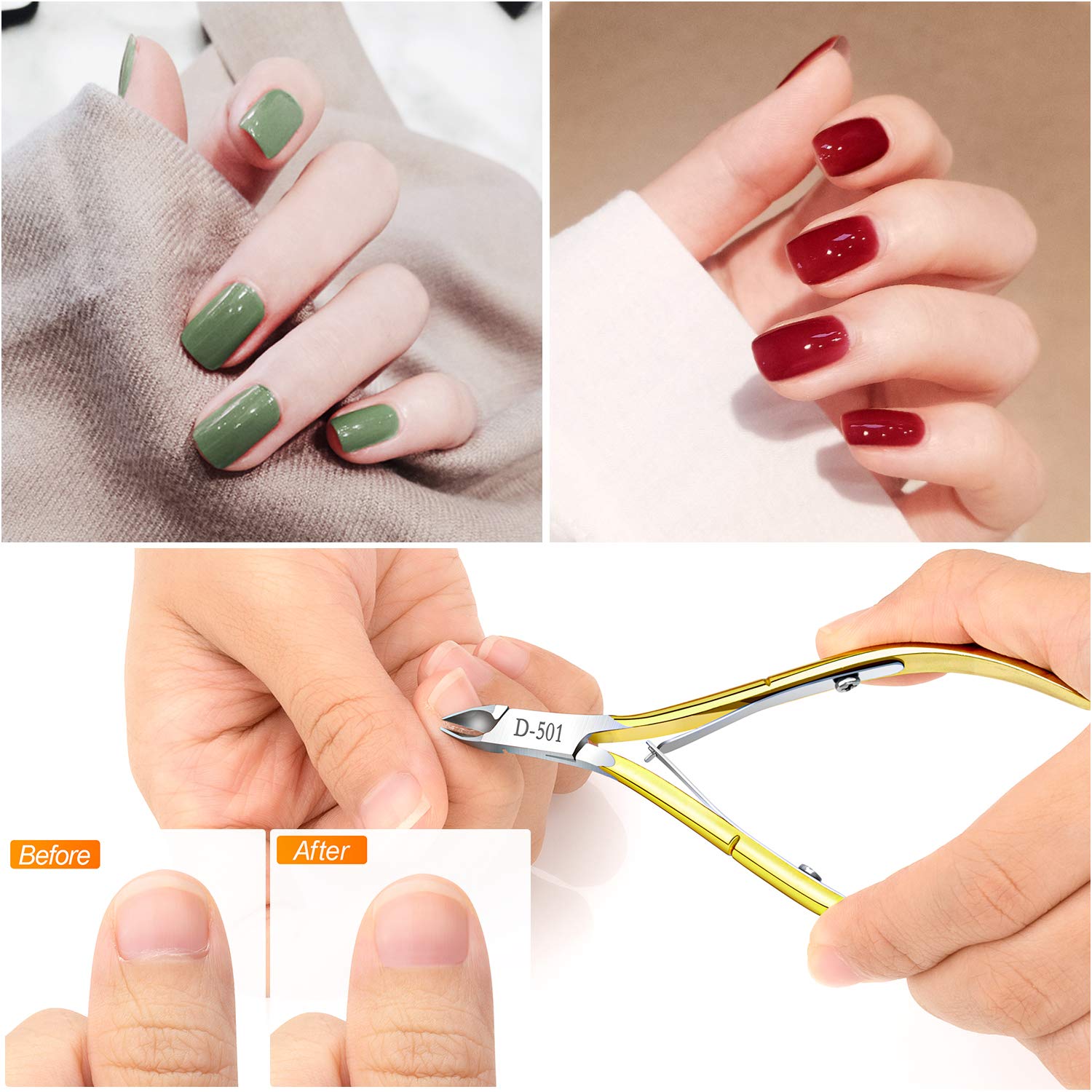 7 PCS Cuticle Trimmer Nipper Tools Set, Professional Grade Stainless Steel Cuticle Nippers with Cuticle Pusher Tools Kit for Manicure & Pedicure at Home/Spa/Salon: Beauty