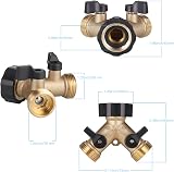 Zocipro 2 Way Hose Splitter Brass 3/4 Inch Y Valve Garden Connector view 2