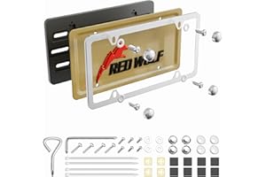 RED WOLF Car License Plate Bracket w/Chrome Polished Stainless Steel License Plate Frame Universal Fit Vehicles Bumper Holder