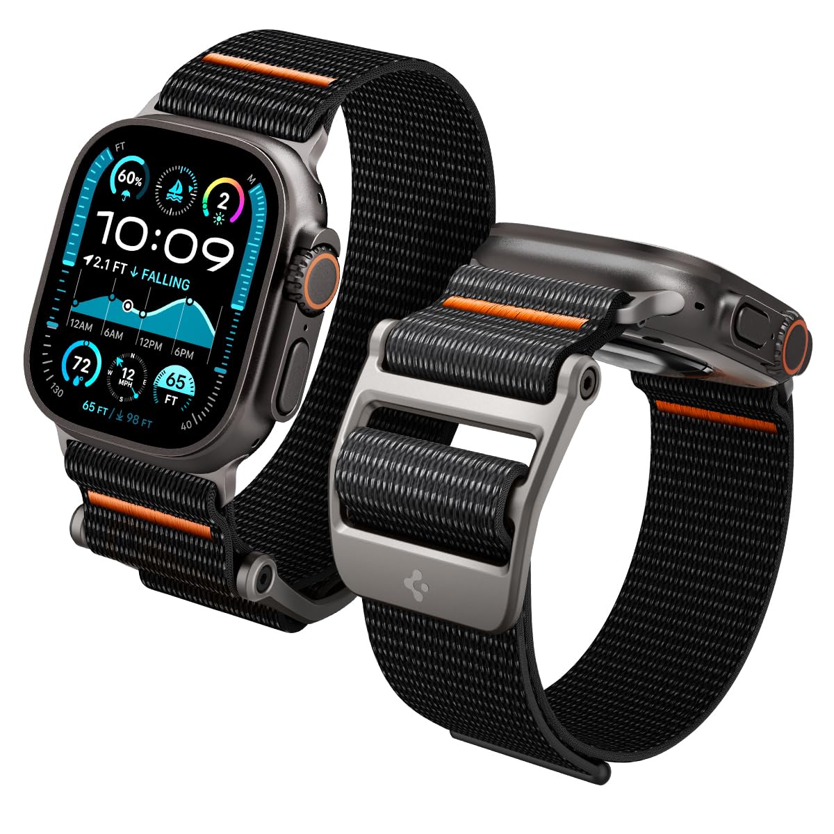 Spigen DuraPro Flex Ultra Designed for Apple Watch Band Compatible with Ultra 3/2/1 49mm, Series 11/10 46mm, 9/8/7 45mm, SE3/SE2/SE/6/5/4 44mm, 3/2/1 42mm Adjustable Solo Loop Strap - Black