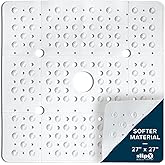 SlipX Solutions 27" Oversize Square Shower Mat, Non-Slip Mat for Elderly & Kids, 100+ Power Grip Suction Cups for Smooth Surfaces, Machine Washable, White