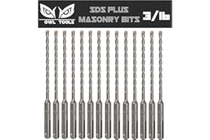 Owl Tools SDS Plus 3/16 Inch Masonry Drill Bits (13 Pack - Industrial Grade) 6 Inch Rotary Hammer Bit for Concrete, Stone, Block, & More!