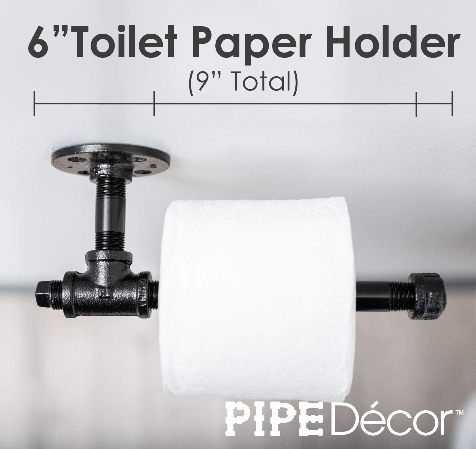 Rustic Industrial Pipe Toilet Paper Holder By Pipe Decor, Heavy Duty