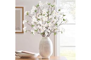 MEIVINES 4PCS Artificial Cherry Blossom Flowers Decor 36In Fake Flowers Cherry Blossom Branches Tree Long Stems for Vase Deco