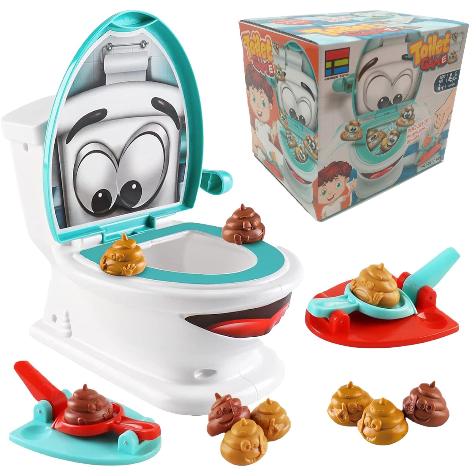 Poop Shooter Game Toilet Creative Toy with 12 Poops,2 Launchers,1 Sticker,Poo Toilet Game Toy Poo Shoot Game Pooping Toy Novelty Poo Games Weird Gifts Funny Toys for Kids Chrstmas Family Party Game