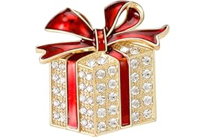 Dreuyet Christmas Brooch Pins for Women Crystal Rhinestone Christmas Brooch Christmas Tree Snowflake Bell Reindeer Brooches Multi-Colored Christmas Enamel Pins Holiday Party Gift