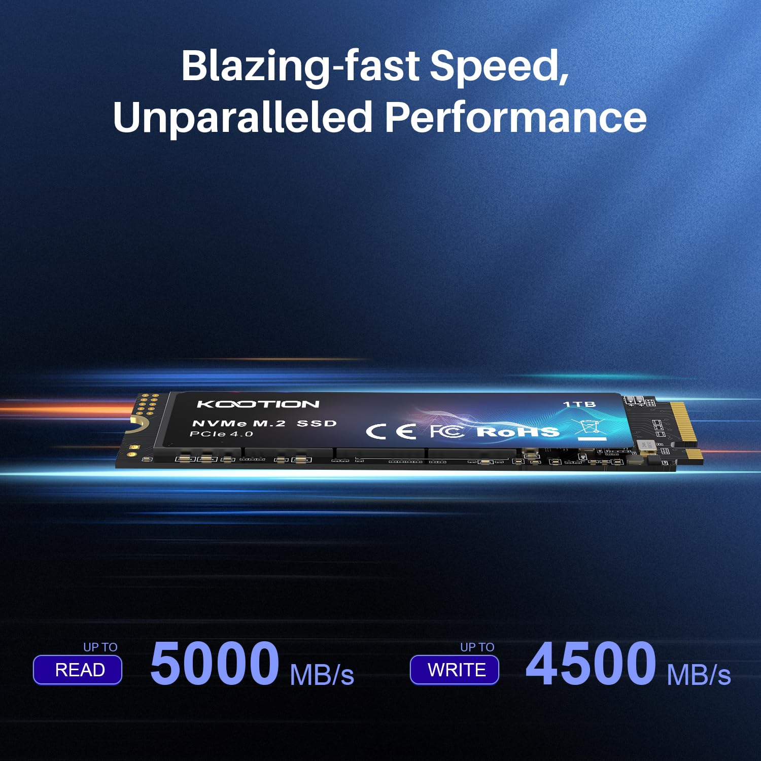 KOOTION SSD 1TB Nvme SSD PCIe 4.0 Interne Festplatte 5200MB/s Lesen, 4500MB/s Schreiben, 1 TB SSD 3D NAND Flash Interne Solid-State-Laufwerk für PS5, Programme, Gaming und Videoschnitt 2