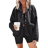 Nirovien Womens Fuzzy Fleece Jacket Button Down Sherpa Coats Casual Winter Warm Outwear with Pockets