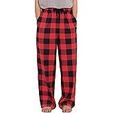 PATPAT Unisex Kids Plaid Pajama Pants – Soft Lounge Sleep Bottoms with Elastic Waist and Pockets, Ages 5–14 Years