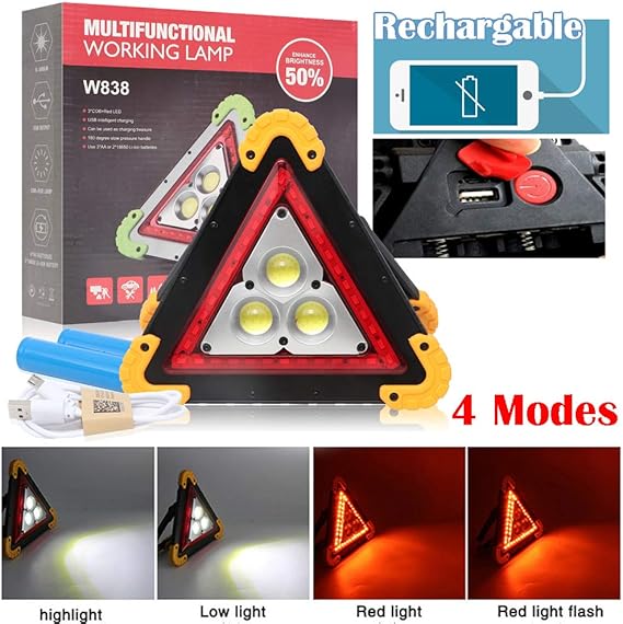 Red Flashing Warning Sign LED Triangle Work Red Flashing Warning Sign LED Triangle Work