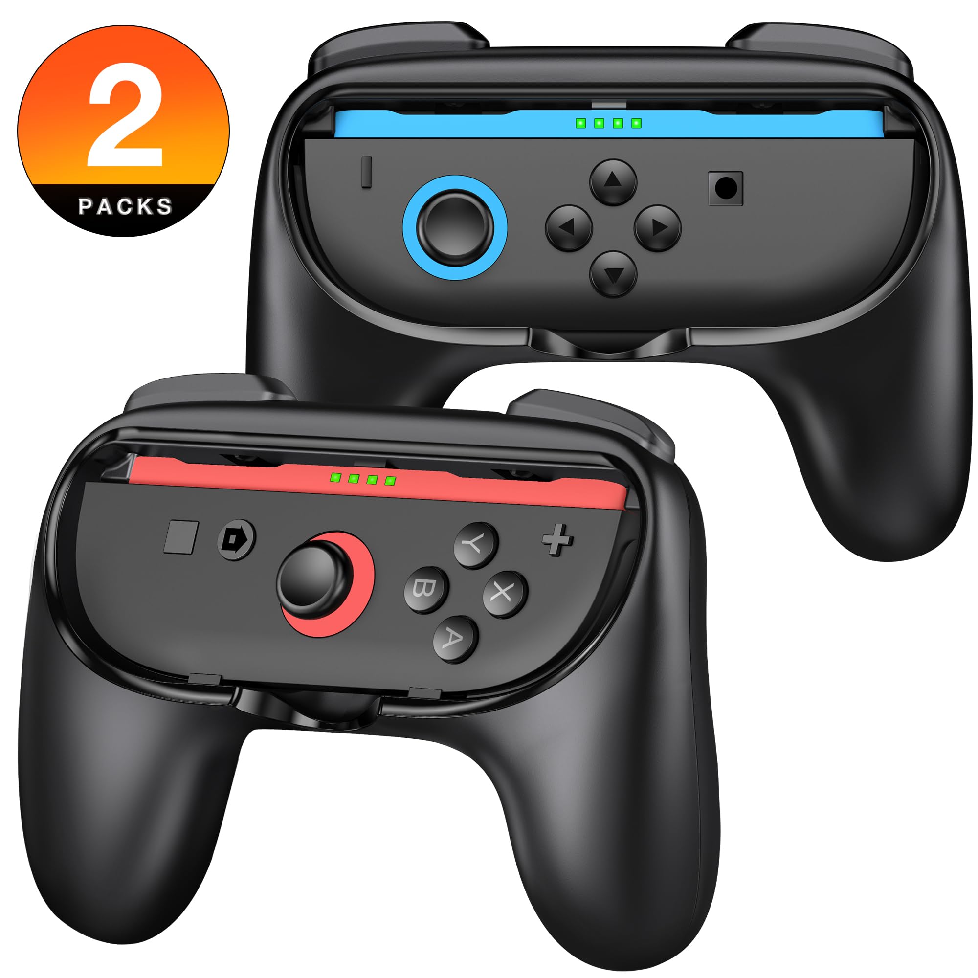 Switch 2 Grips Compatible with Nintendo Switch 2 Joycon Grip, Ergonomic Anti-Slip Switch 2 Hand Grip Accessories-2 Packs (Black) Sega Saturn Accessories