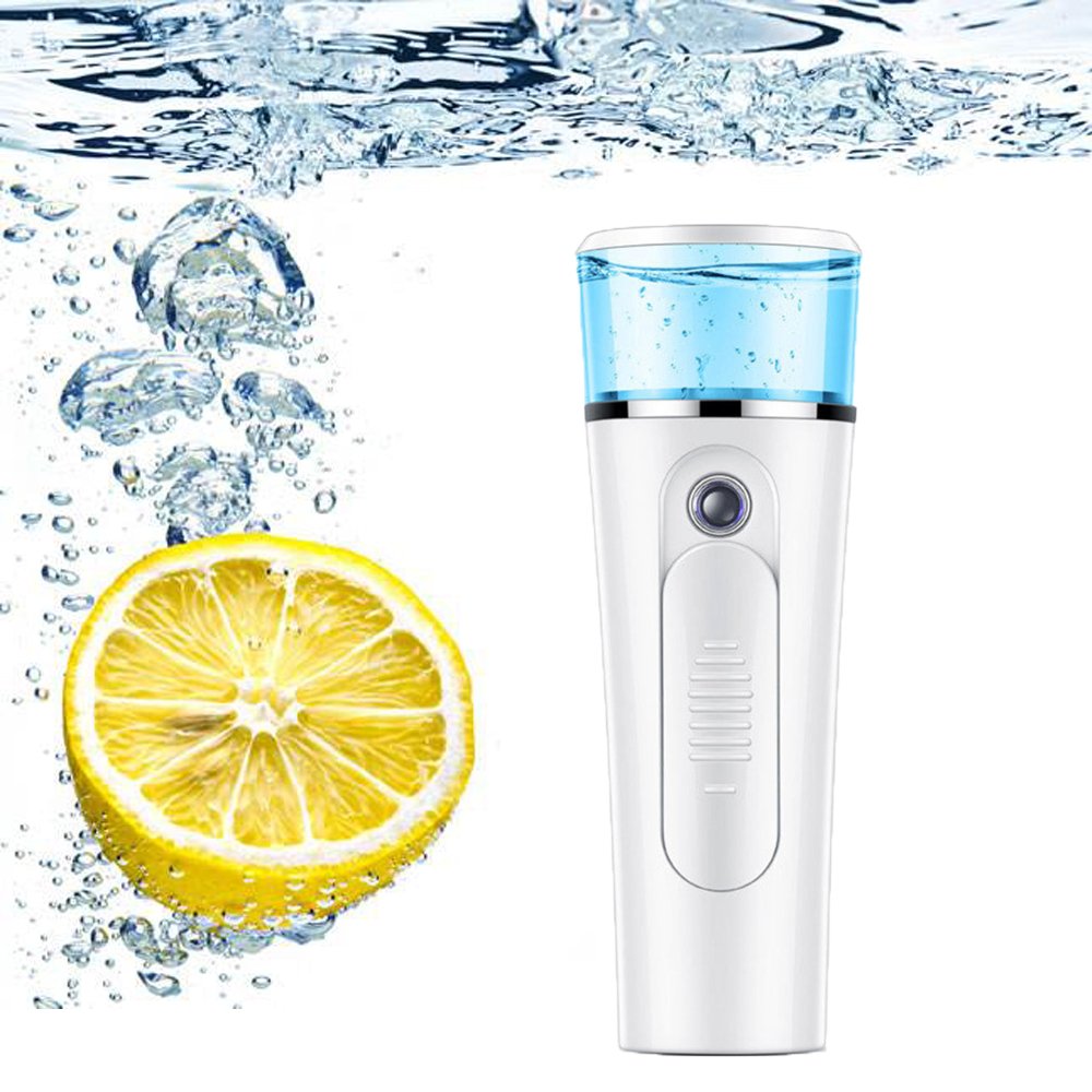 Nano Mist Sprayer Handheld Ionic Facial Spray Mister Face Steamer Daily Moisturizer Mini Portable For Strong Deep Moisturizing, Makeup, Facial Water Spa/Skin Care Beauty Instrument (White)