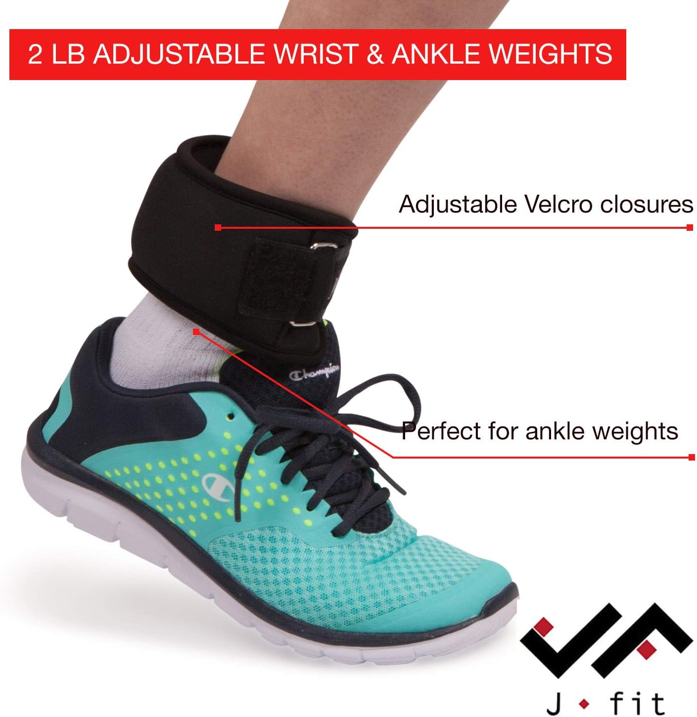 JFIT 2lb Pair Adjustable Wrist Weight (Medium/Large): Sports & Outdoors