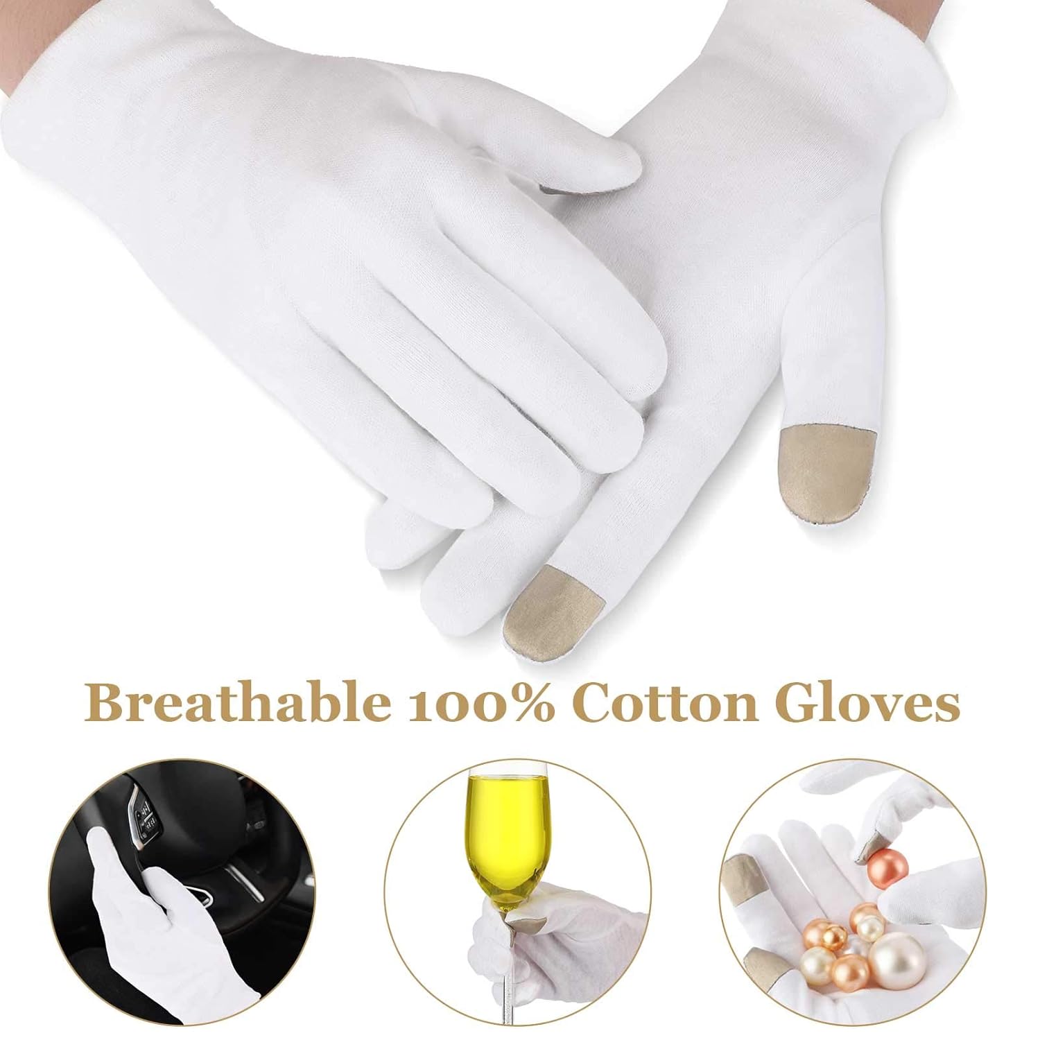 10 Pairs Touchscreen Moisturizing Gloves for Dry Hands, White Gloves Overnight, Moisturizing Gloves SPA Gloves Soft Working Gloves for Men and Women : Beauty