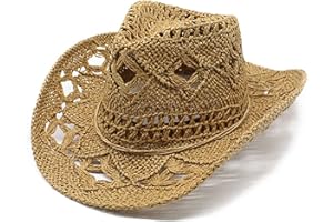 Straw Cowboy Hat for Women Unisex Wide Brim Outdoor Sports Cap Classic Summer Holiday Party Vacation Beach Sun Hat