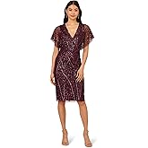 Adrianna Papell Womens Beaded Dolman Sleeve Dress