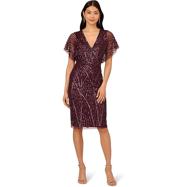 adrianna papell women's beaded cap-sleeve sheath dress Shop Beige Knee-Length 3/4-Sleeve Dress - Casual Wear