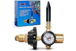 JZWELD Helium Latex Balloon Filler Air Flow Inflator Regulator 0-3000 PSI with Gauge for CGA580 Tank Valve, Balloon Helium Tank Regulator Filler Valve