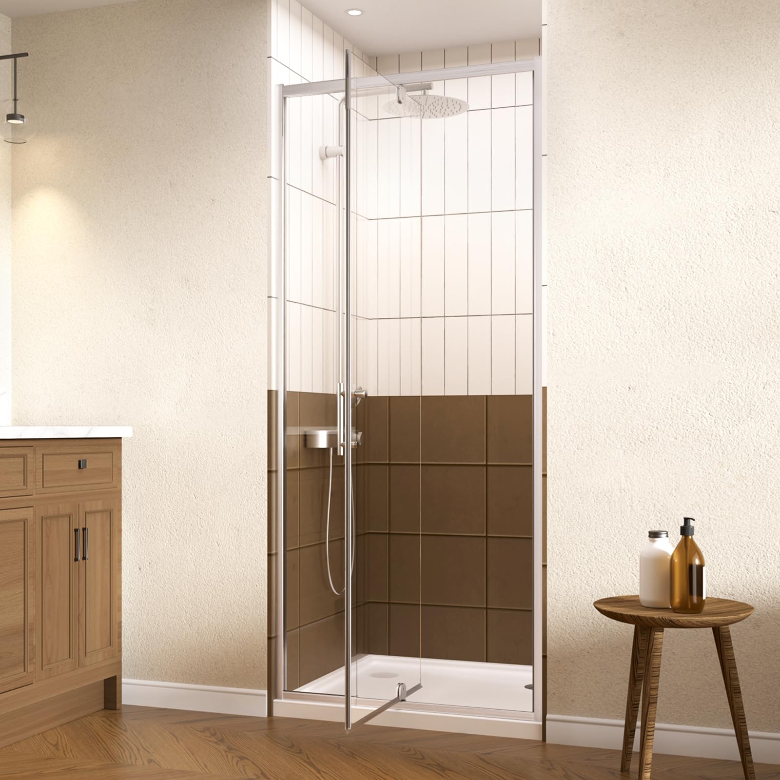 Photo 1 of ***Factory seal***

Royal Guard Pivot Glass Shower Door,Semi-Frameless Pivot Swing Glass Shower Door,with 1/4"(6mm) Clear SGCC Tempered Glass,Reversible Installation,28-32" W x 72" H,Brush Nickel
