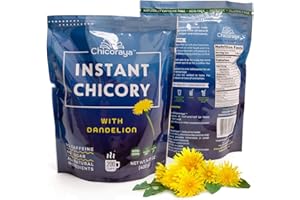 CHICORAYA Instant Chicory Coffee - Best for Decaf and Diet - Keto & Vegan Beverage Blend - Coffeine-Free Cofee Substitute Alternative - Roasted Root Powder, No Sugar (Dandelion, 14.1 oz)