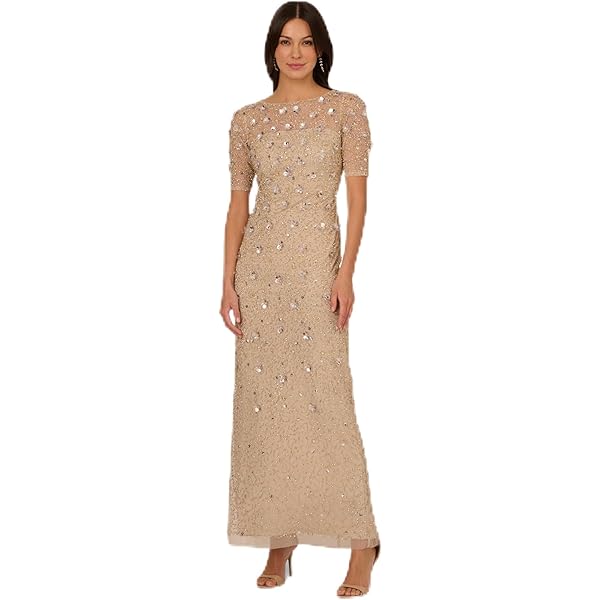 Amazon.com: Adrianna Papell Women's Beaded Long Gown, Biscotti, 4 : Clothing,  Shoes & Jewelry