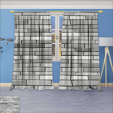 Nalahome Abstract Decor Curtains Grey Of Brick Wall Contemporary