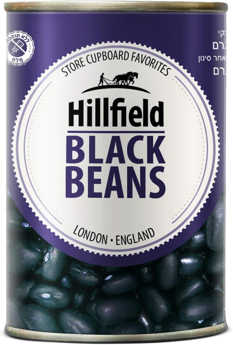 Hillfield Black Beans - No Salt Added, Kosher 400g (Pack of 12)