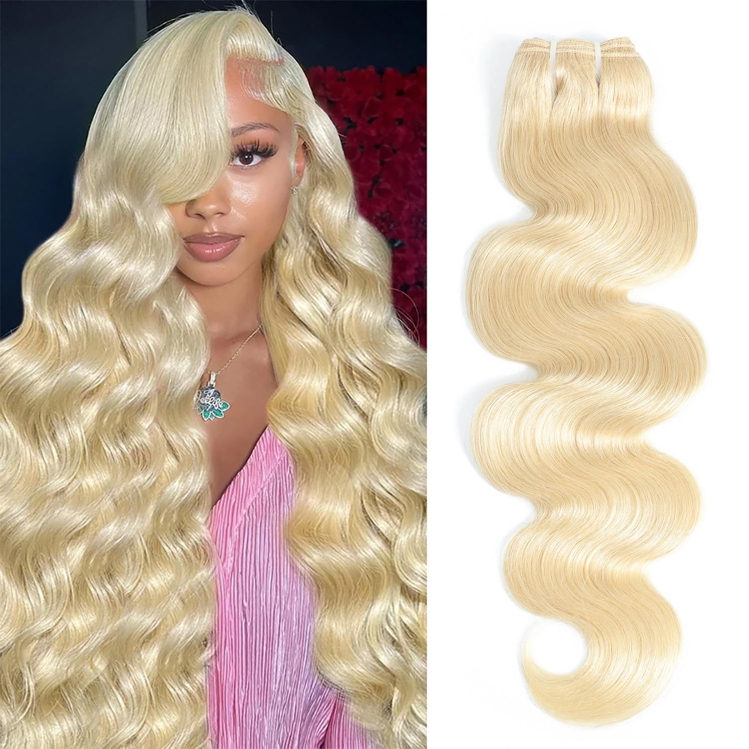 Photo 1 of Chikamlty 613 Bundles Blonde Human Hair Body Wave Single Bundle 18inch 1 Bundle 100% Unprocessed 12A Brazilian Virgin Human Hair Bundles 613 Human Hair Bundles 100g One Bundle Human Hair